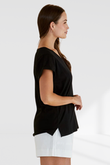 Ayla V-neck Tee - Black