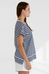Shirley Short Sleeve Tee - Navy Stripe | Betty Basics