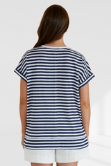 Shirley Short Sleeve Tee - Navy Stripe | Betty Basics