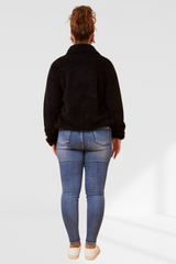 Taylee Zip Teddy Jacket - Black