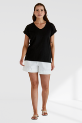 Ayla V-neck Tee - Black