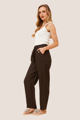 Lola Italian linen pants - chocolate