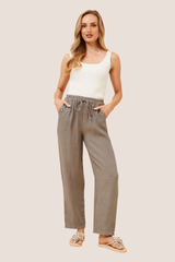 Lola Italian linen pants - Fango
