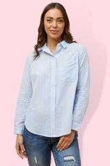Lucy Stripe Shirt - sky blue