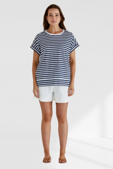 Shirley Short Sleeve Tee - Navy Stripe | Betty Basics