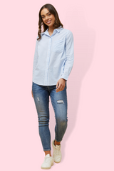 Lucy Stripe Shirt - sky blue