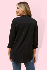 Roll Sleeve Top - Black
