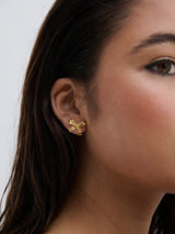 Bow stud plated earrings - gold