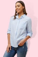 Lucy Stripe Shirt - sky blue
