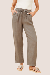Lola Italian linen pants - Fango