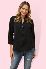 Roll Sleeve Top - Black