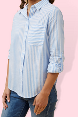 Lucy Stripe Shirt - sky blue