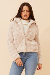 Olea Faux Fur Jacket - Beige