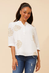 Sofia embroidery top - white