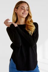Jessie Long Sleeve Tee - Black | Betty Basics