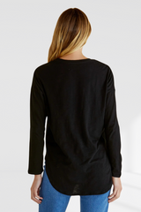 Jessie Long Sleeve Tee - Black | Betty Basics