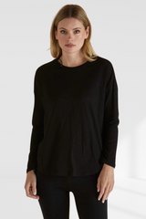 Jessie Long Sleeve Tee - Black | Betty Basics