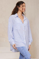 Oversized Collar Shirt - Blue