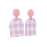 Pink Gingham Earrings