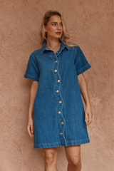 Pepe Wave Denim Dress - Classic Blue