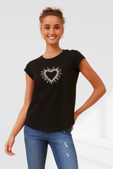 Embellished Heart Tee - Black