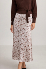 Velvet Floral Midi Skirt