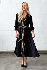 Lace Trim Godet Dress