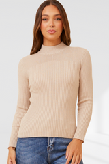 Azura Ribbed Knit Jumper - Sand Sheet