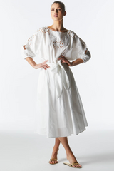 FATE+BECKER Lily Pond Embroidered Dress - White