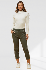 Siena Front Tie Jogger - Khaki