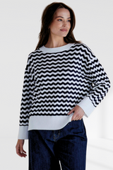 Ember Knit Jumper - Navy Wave Stripe | Betty Basics