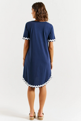 Betty Basics Nyree Dress - Navy/White Ric Rac