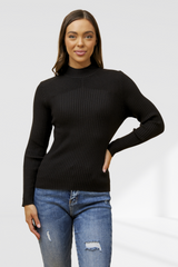 Azura Ribbed Knit Jumper - Black
