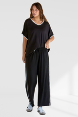 Evelyn Wide Leg Jogger - Black