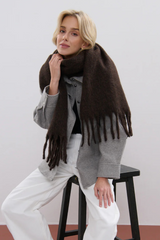 Betty Wool Plain Fluffy Scarf in Brown