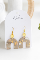 KiKi Beige Shimmer Arch Earrings