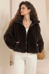 Kimberly fur jacket - chocolate