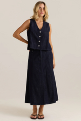 Sabine Denim Skirt - Dark Rinse Wash | SASS