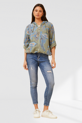 Imogen paisley printer hoody - khaki