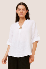 Zoya linen top - white