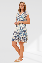 Isha Leaf Dress - Blue
