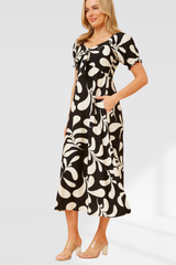 Sweetheart Abstract Dress - black and White