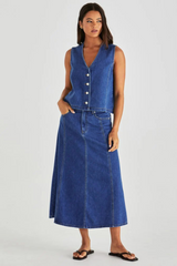 Sabine Denim Skirt- Mid Blue Wash | SASS
