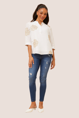 Sofia embroidery top - white
