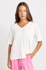 Aries V-Neck Knit Top - White