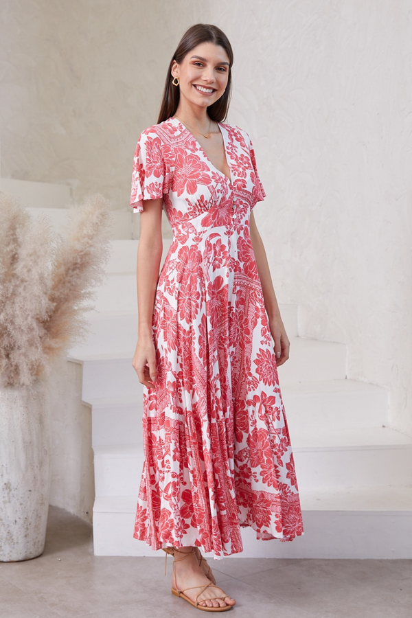 Kaomi maxi dress - red print