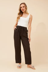 Lola Italian linen pants - chocolate