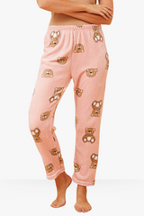 Teddy Bear Plush Pyjama Pants - Pink