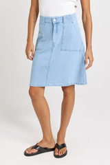 Aida A-Line Denim Skirt - Medium Wash