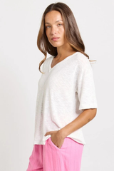Aries V-Neck Knit Top - White